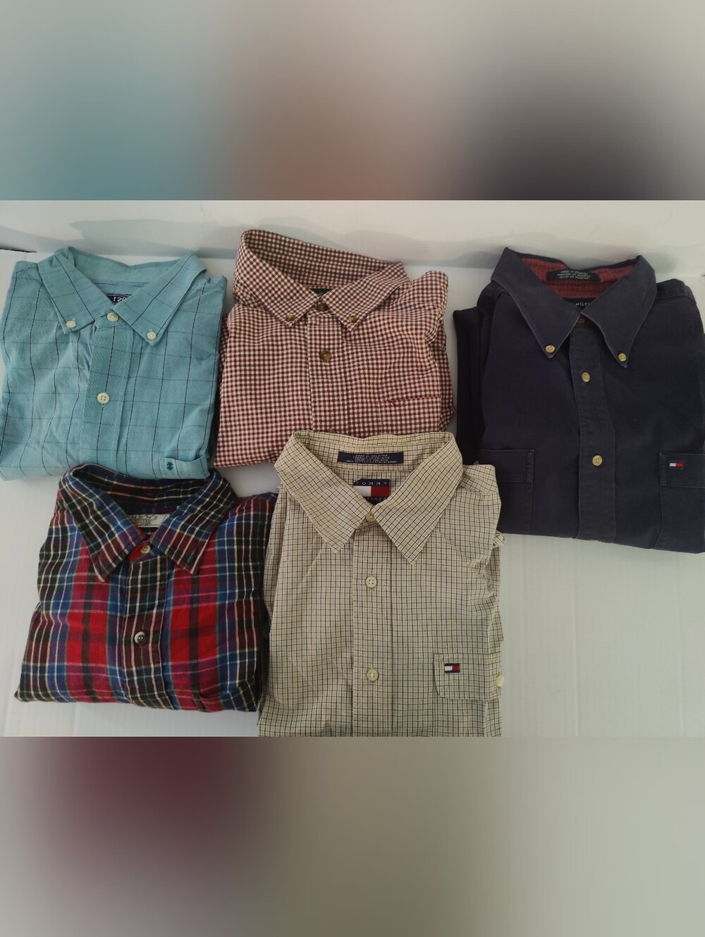Lot of 5 Vintage Mixed Brand Button Up Shirts Men's Size Large